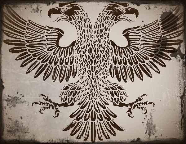 aguila de dos cabezas o Bicéfala, una cabeza representa el progreso y la otra el orden. Una mira hacia el infinito del pasado, la otra hacia el infinito del futuro.